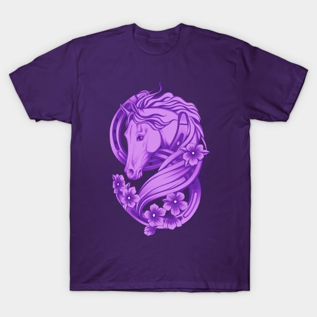 Lucky Horse Shoe and Flowers T-Shirt by bomazu